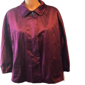 J.Jill Stretch Buttons Down  Maroon Blouse Top Jacket Women Size XLP
